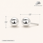 Sterling Silver Ball Bead Stud Earrings - Platinum / 6mm
