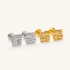 Sterling Silver Textured Square Flat Back Earrings detail