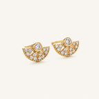 Sterling Silver Zirconia Fan Stud Earrings detail view