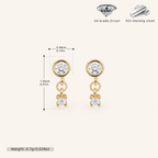 Sterling Silver Pearl & Zirconia Chain Drop Stud Earrings - Gold / 3