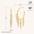 Sterling Silver French Zirconia Tassel Drop Stud Earrings - Gold