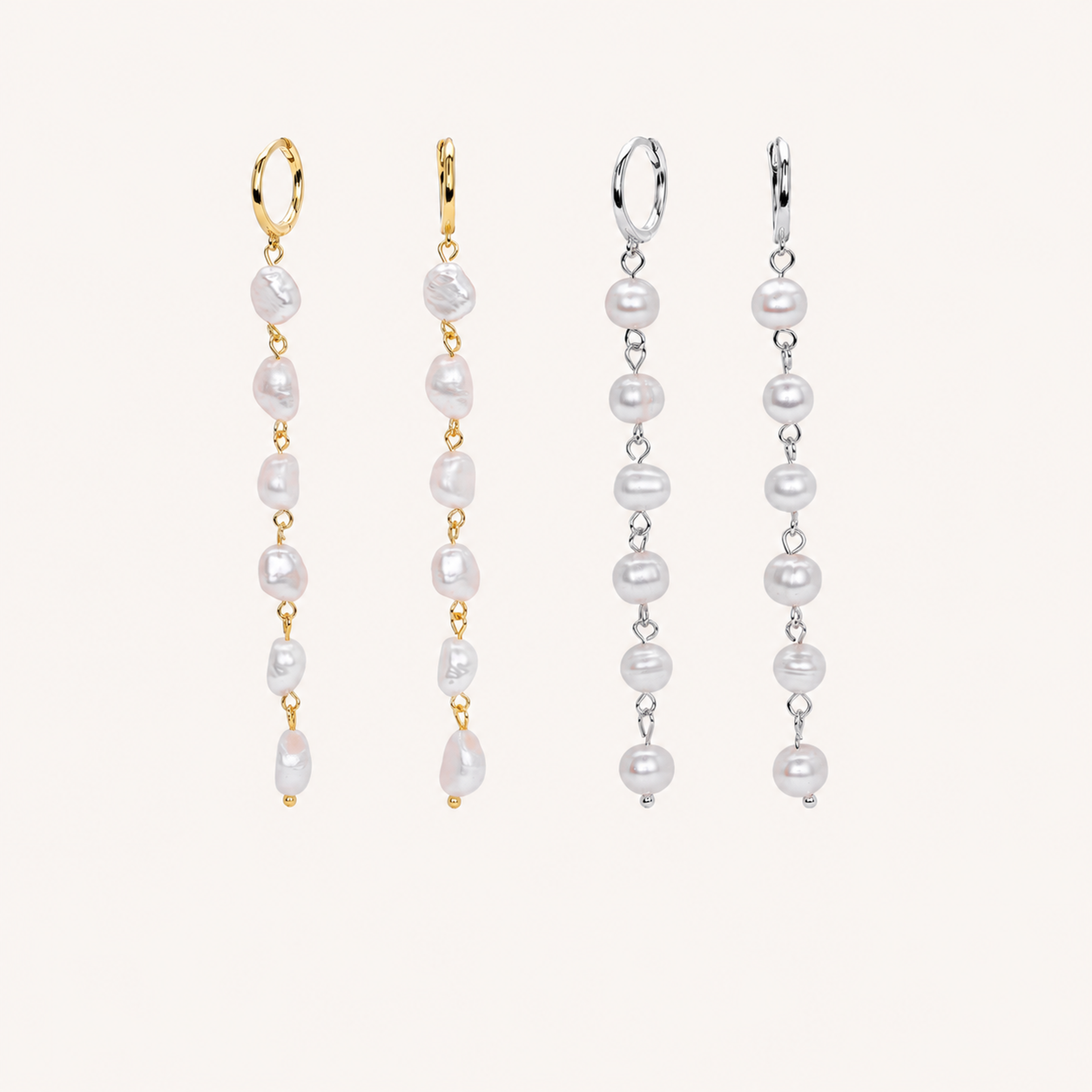 Sterling Silver Pearl Drop Hoop Earrings