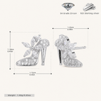 Sterling Silver High Heel Zirconia Stud Earrings - Platinum
