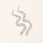 Sterling Silver Chain Tassel Drop Stud Earrings detail view