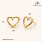 Sterling Silver Polished Heart Stud Earrings - Gold