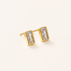 Sterling Silver Square Zirconia Stud Earrings detail
