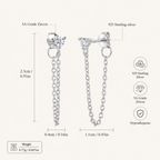 Sterling Silver Turquoise Chain Threader Earrings - Platinum / White