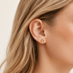 Sterling Silver Little Sun Stud Earrings worn on the ear