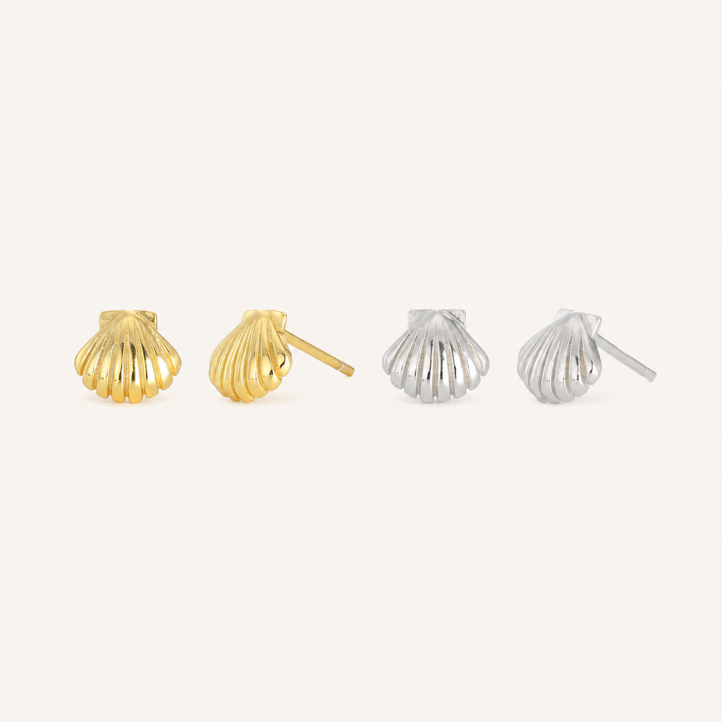 Sterling Silver Mini Shell Stud Earrings