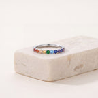 Rainbow Crystal Titanium Hoop Earrings - image 5