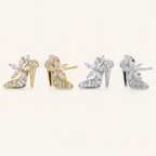 Sterling Silver High Heel Zirconia Stud Earrings