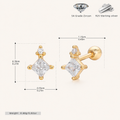Sterling Silver Star Zirconia Flat Back Earrings - Gold