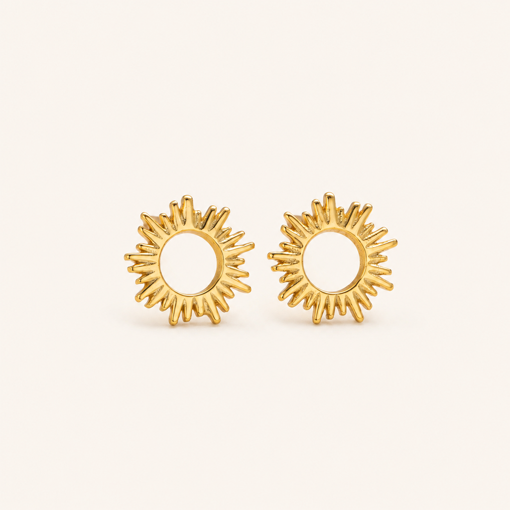 Sterling Silver Little Sun Stud Earrings detail