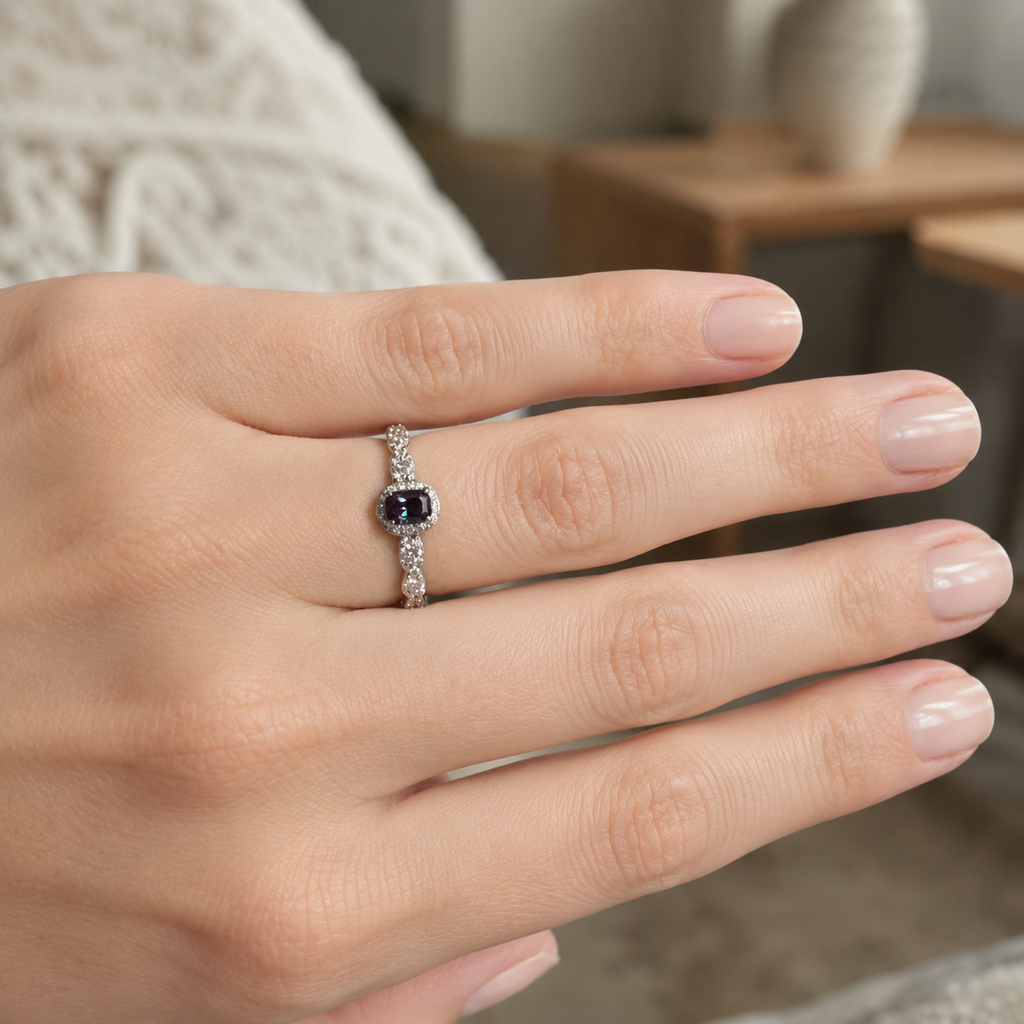 Ripple Lace Lab-Grown Alexandrite Ring - Sale