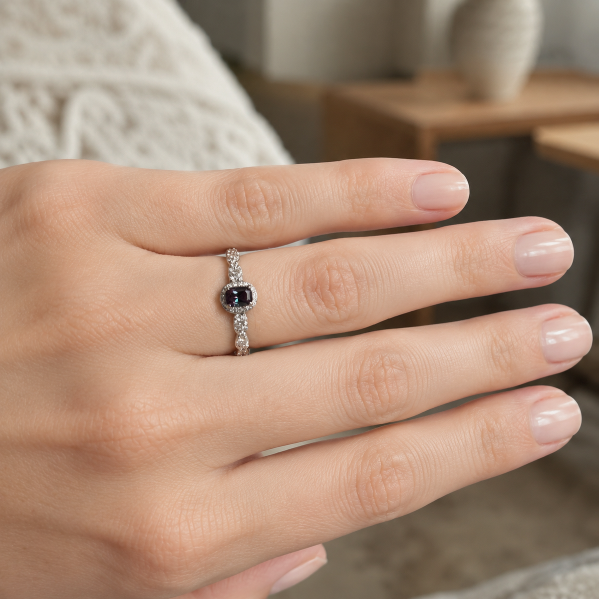 Ripple Lace Lab-Grown Alexandrite Ring - Sale
