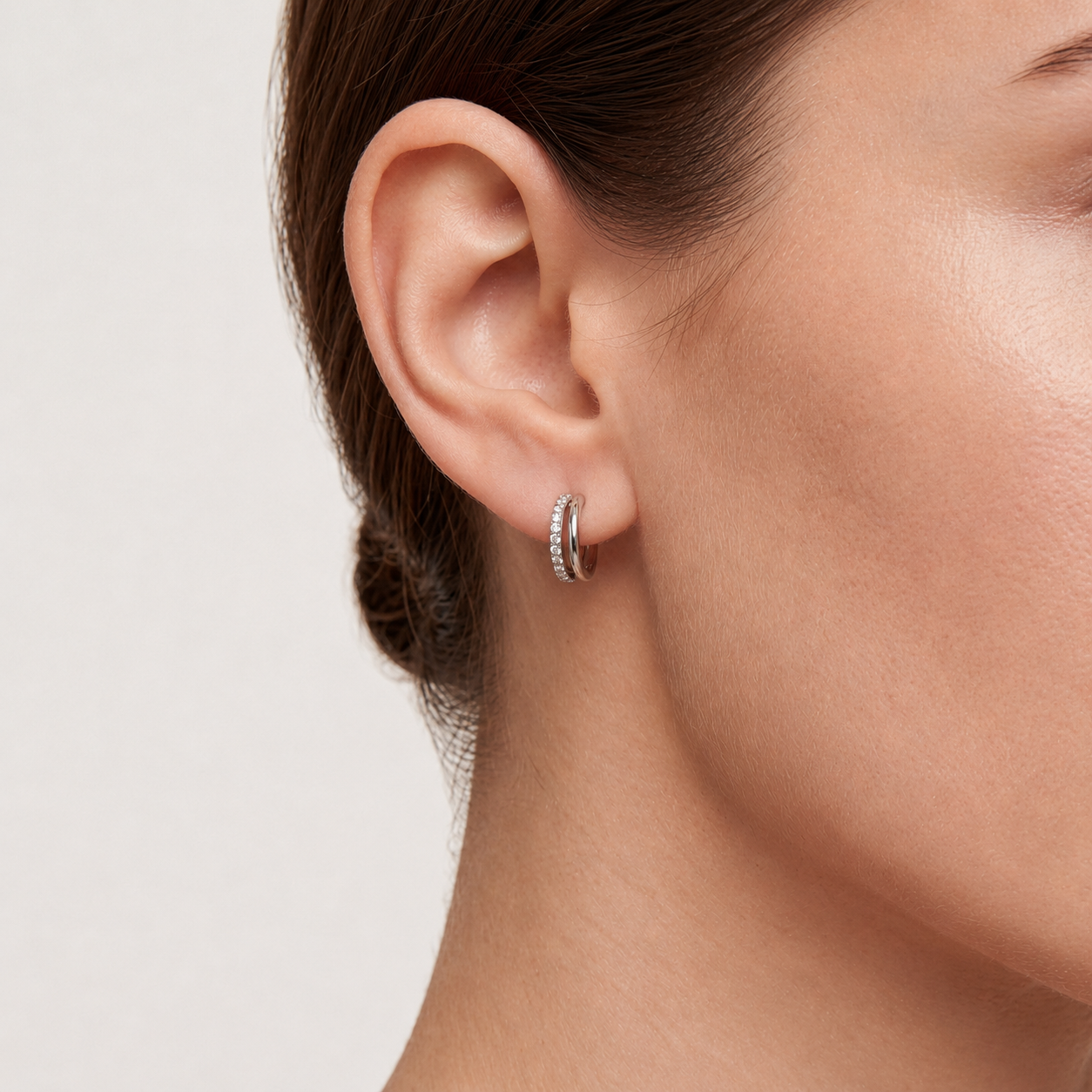 Single Row Crystal Titanium Hoop Earrings - image 2