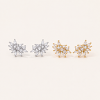 Sterling Silver Snowflake Zirconia Stud Earrings detail view