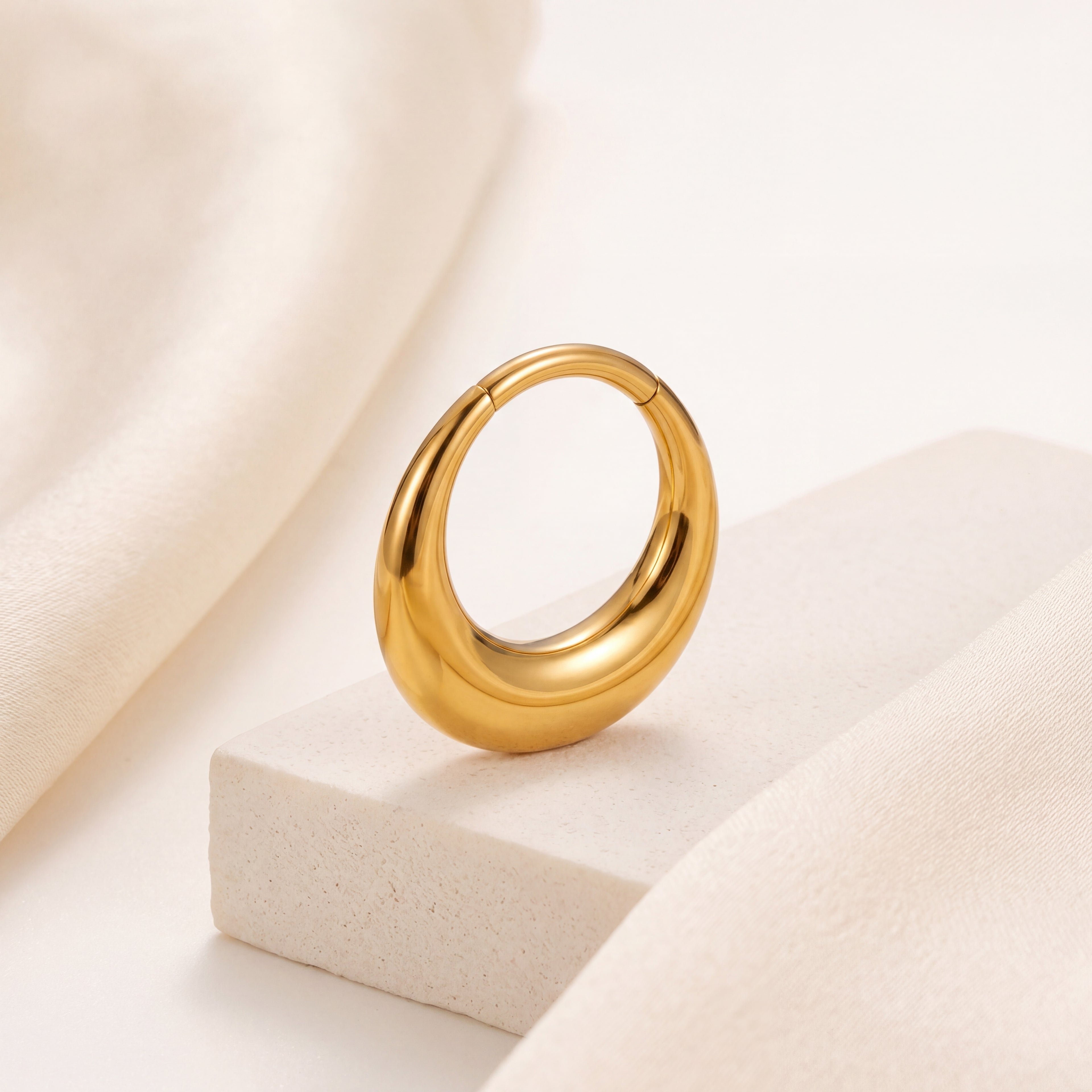 Smooth Puffy Titanium Hoop Earrings - image 5