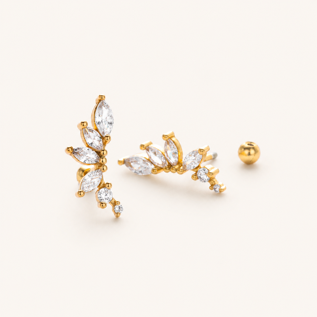 Sterling Silver Zirconia Ball Flat Back Earrings detail