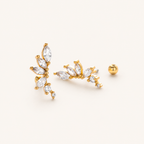 Sterling Silver Zirconia Ball Flat Back Earrings detail