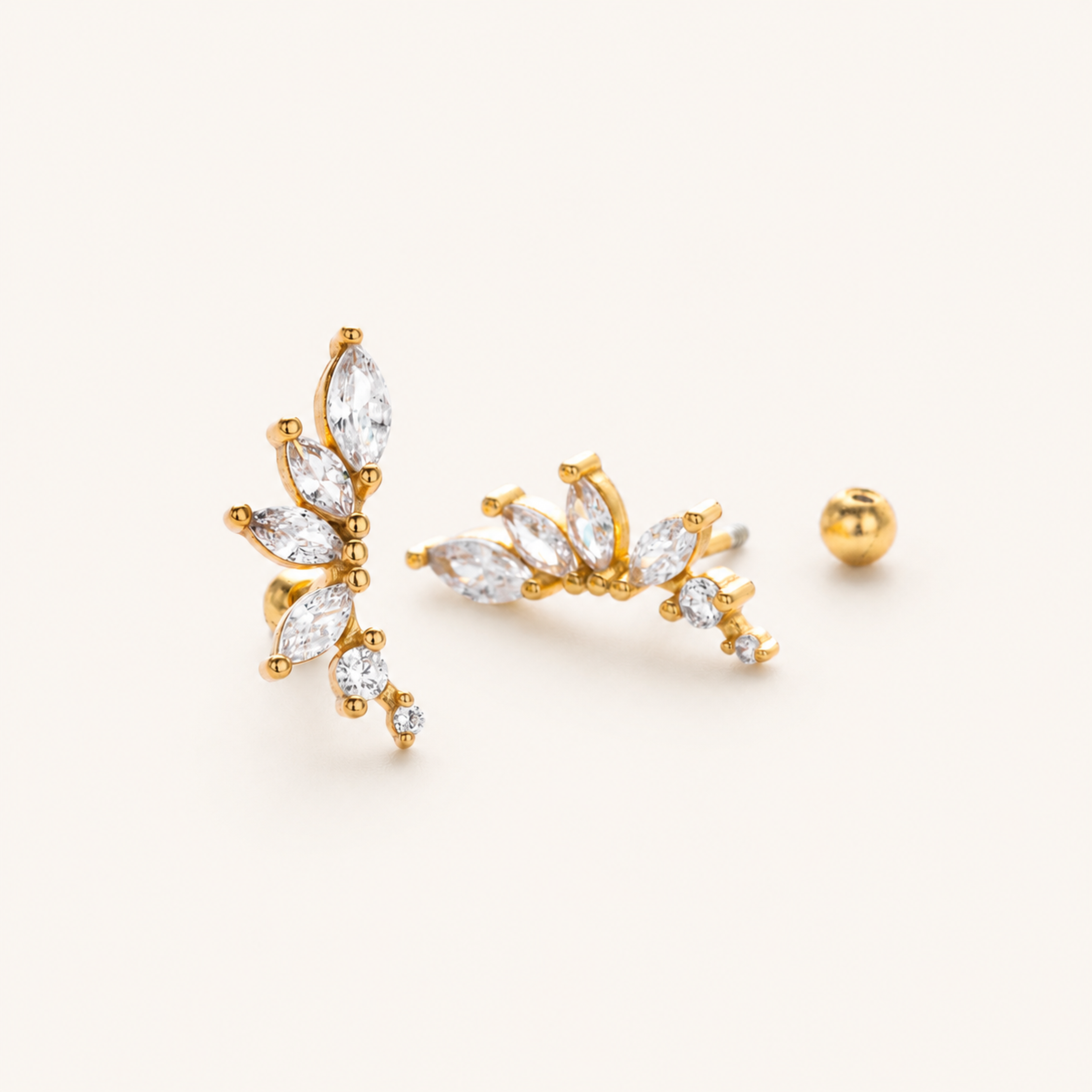 Sterling Silver Zirconia Ball Flat Back Earrings detail