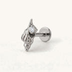 Shell Spiral Titanium Stud Earrings - Silver