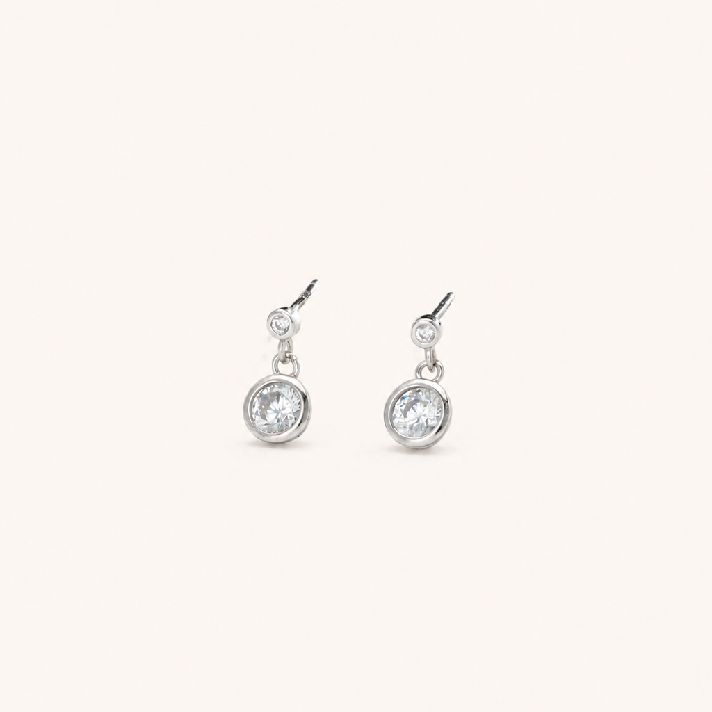 Sterling Silver Zirconia Tassel Stud Earrings detail view