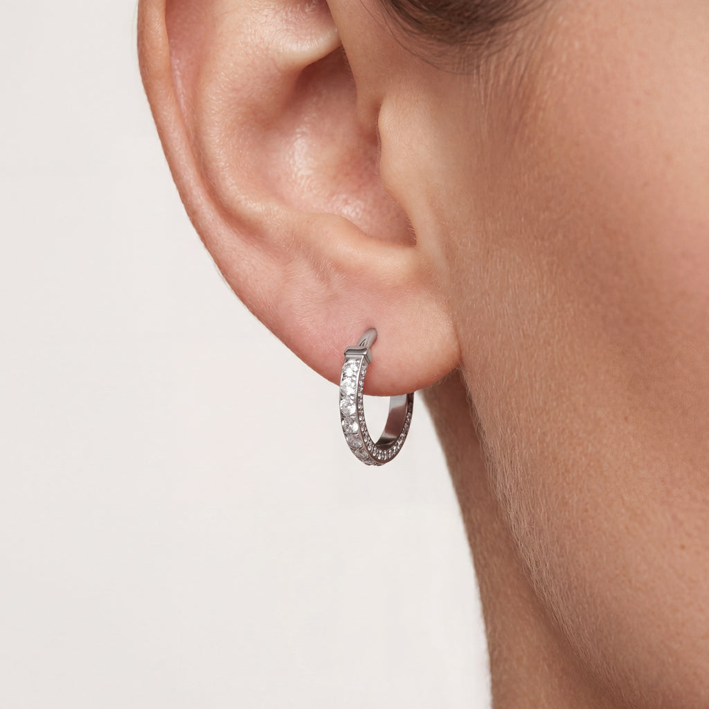 Pave Crystal Titanium Hoop Earrings - image 2