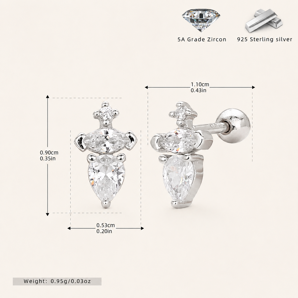 Sterling Silver Pave Zirconia Dome Flat Back Earrings - Platinum