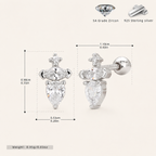 Sterling Silver Pave Zirconia Dome Flat Back Earrings - Platinum