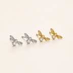 Sterling Silver Zirconia Dragonfly Stud Earrings detail