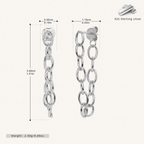 Sterling Silver Chain Tassel Drop Stud Earrings - Platinum