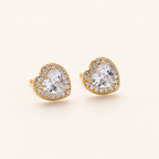 Sterling Silver Pave Heart Zirconia Stud Earrings detail
