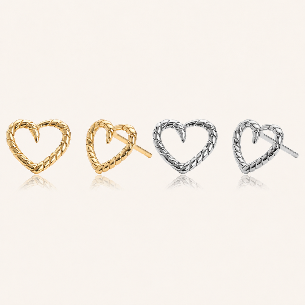 Sterling Silver Polished Heart Stud Earrings