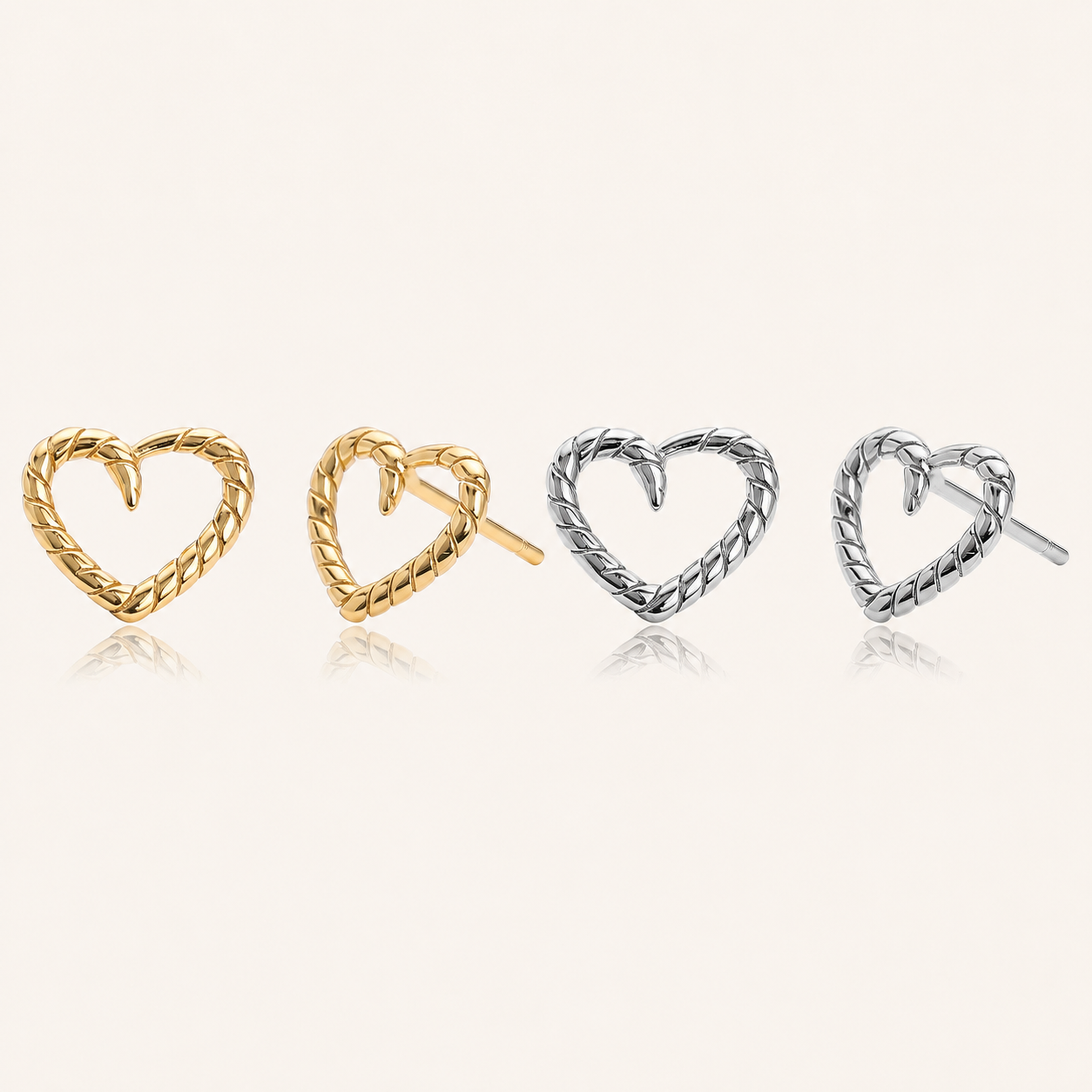 Sterling Silver Polished Heart Stud Earrings