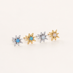 Sterling Silver Opal Eight-Point Star Stud Earrings detail