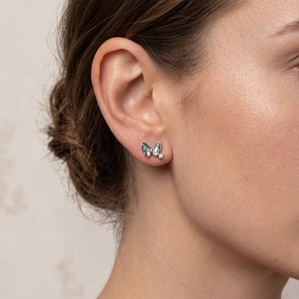 Shell Butterfly Titanium Stud Earrings - image 2