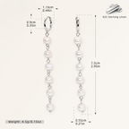 Sterling Silver Pearl Drop Hoop Earrings - Platinum