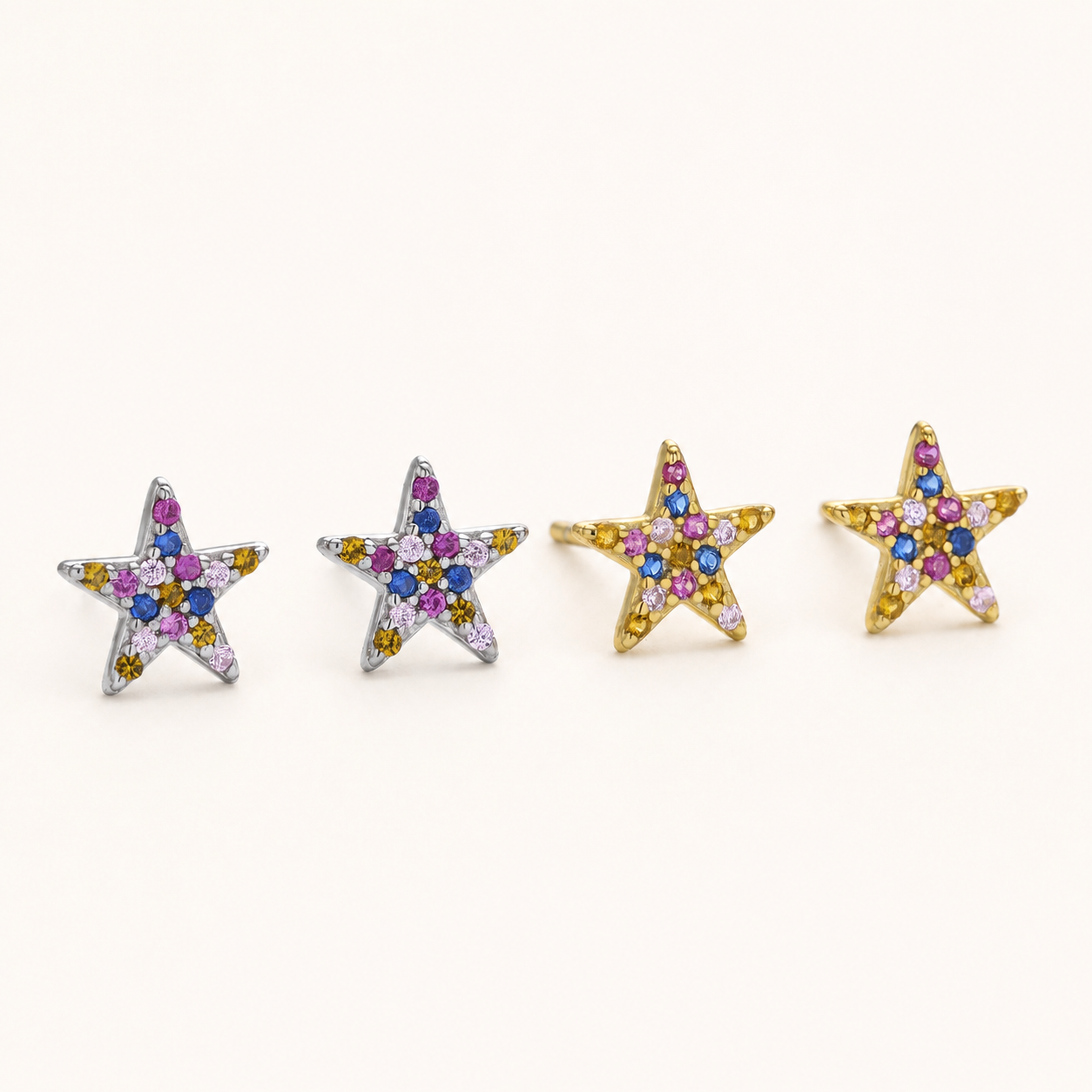 Sterling Silver Colorful Zirconia Stud Earrings detail