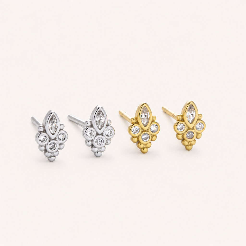 Sterling Silver Paw Print Stud Earrings detail