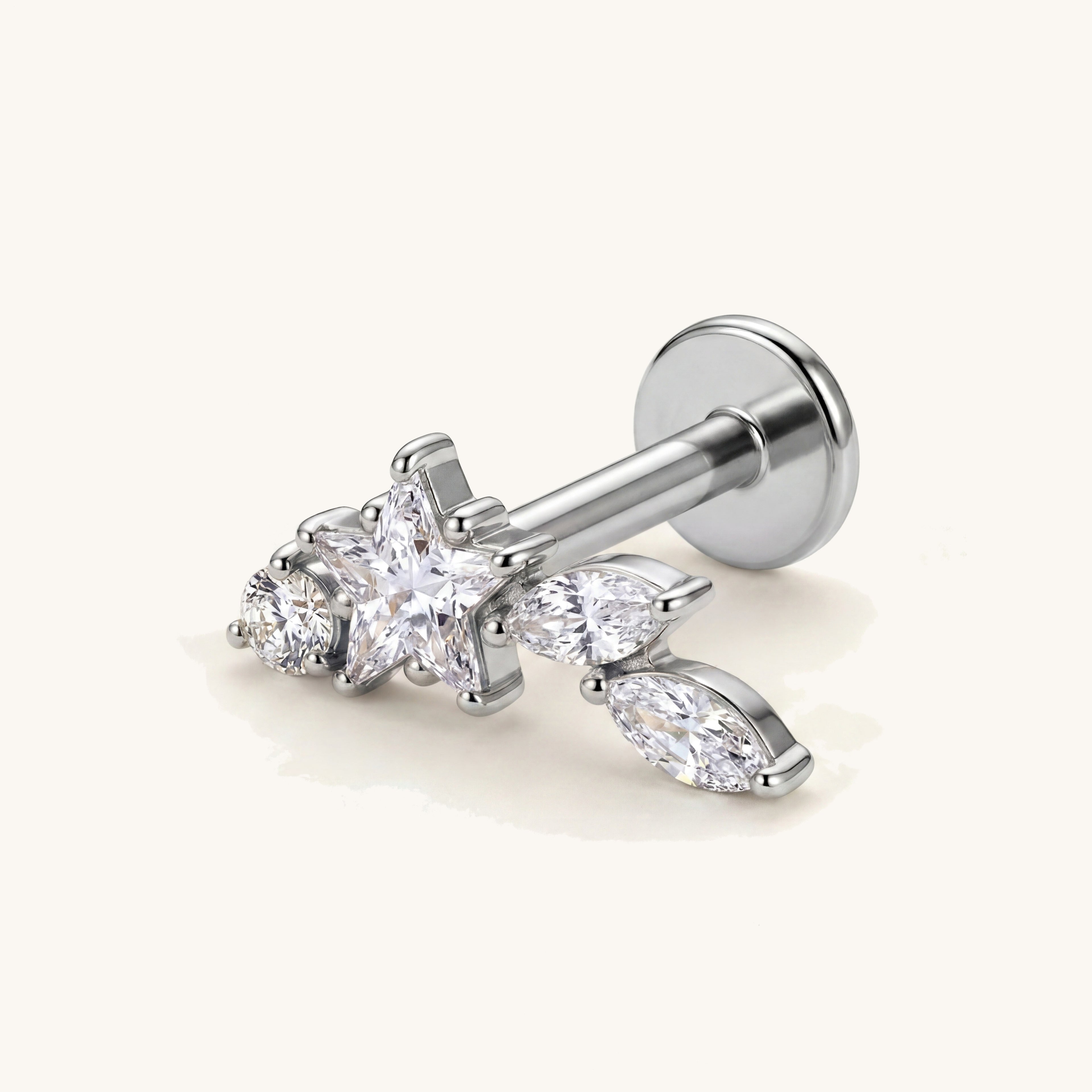 Marquise Star Titanium Stud Earrings - Silver