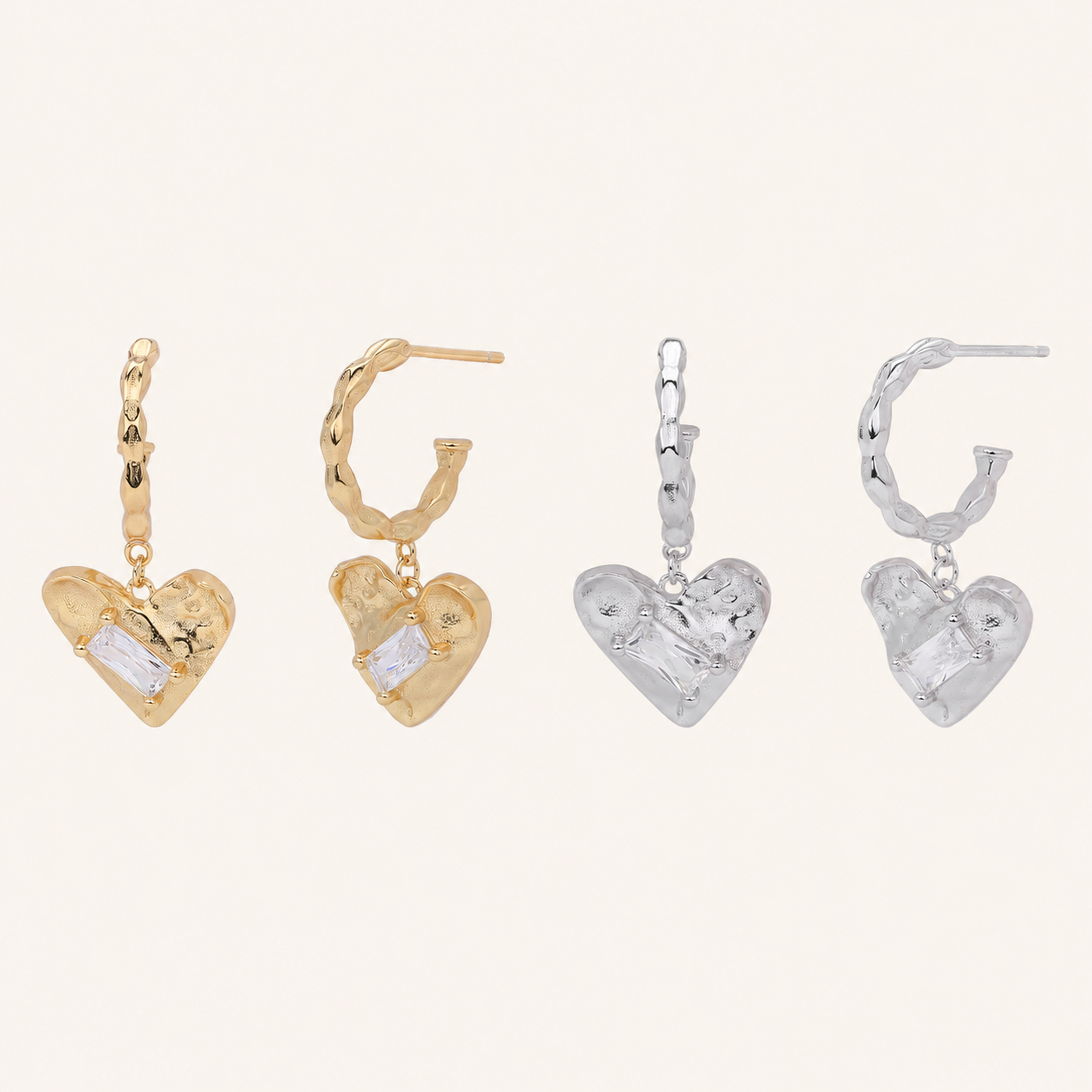 Sterling Silver Zirconia Heart Stud Earrings