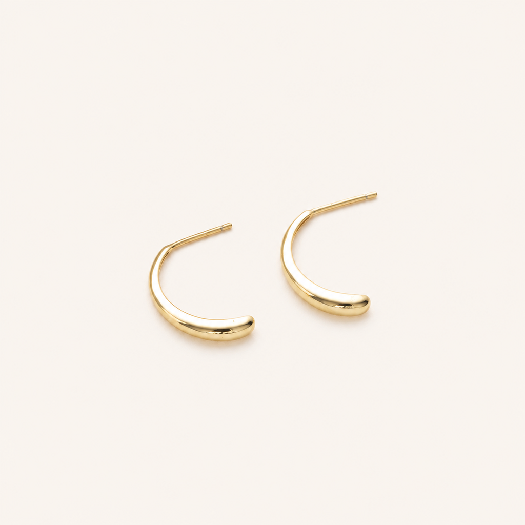 Sterling Silver Petal Half-Arc Stud Earrings detail