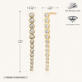 Sterling Silver Zirconia Bar Stud Earrings - Gold