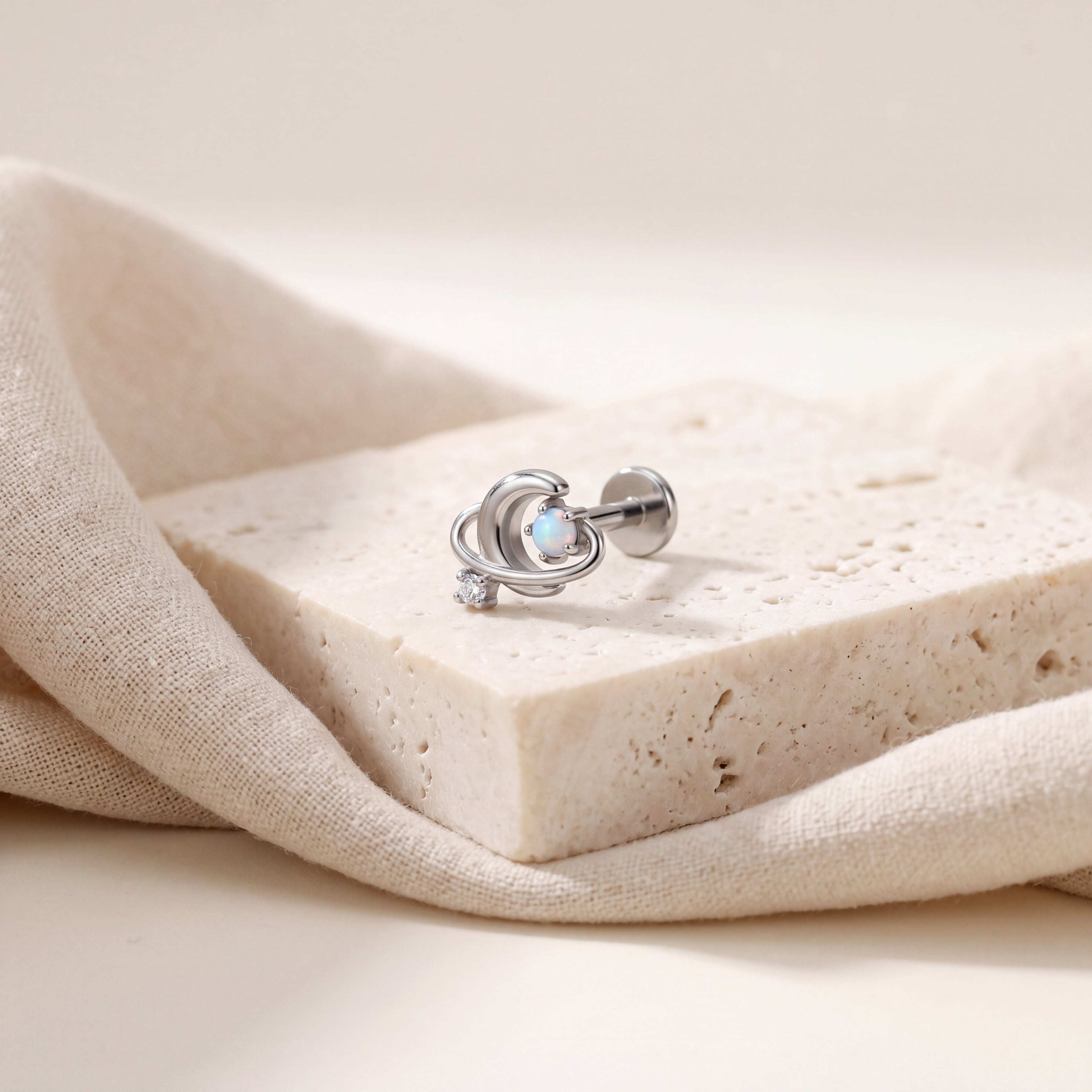 Opal Orbit Titanium Flat Back Earring - image 5