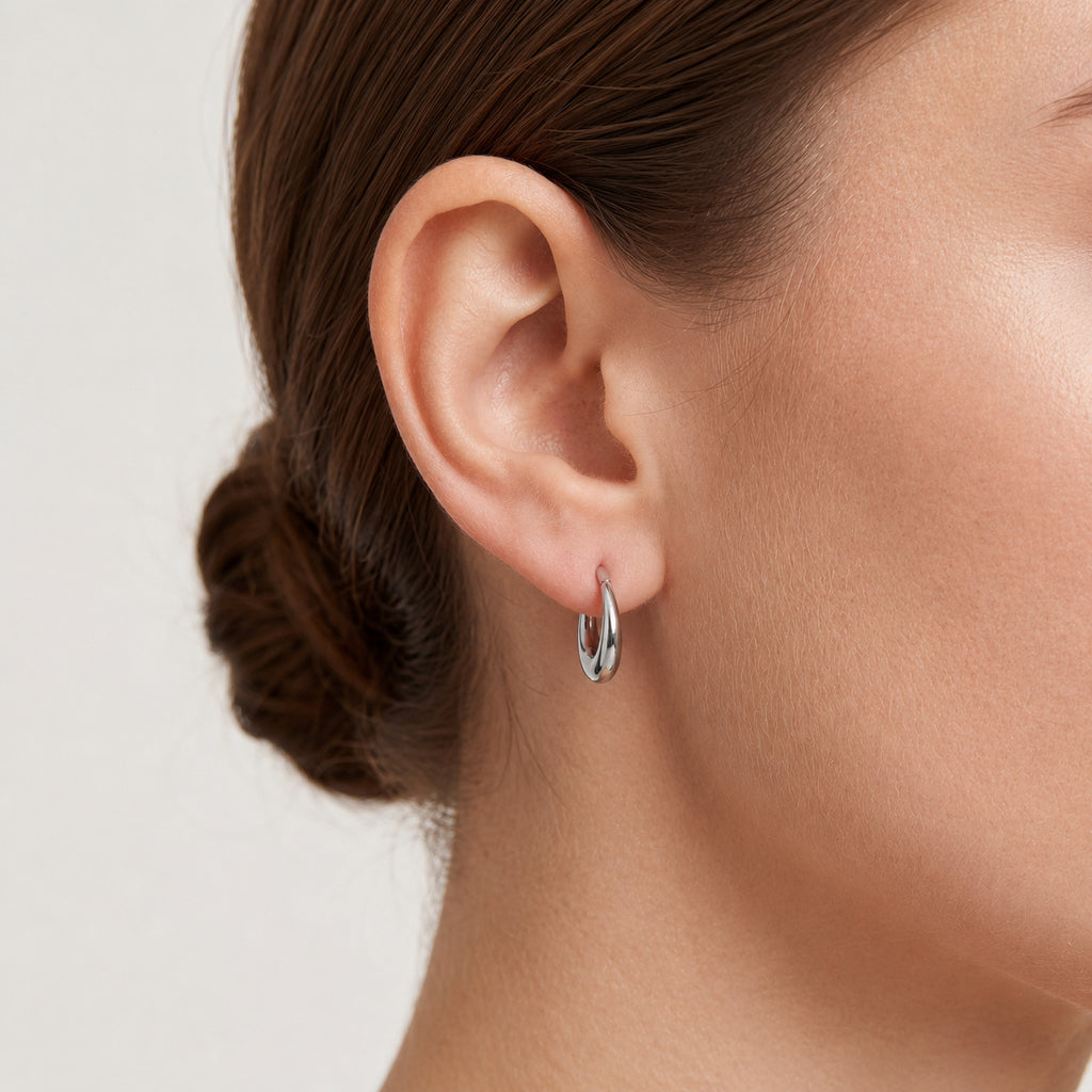 Smooth Puffy Titanium Hoop Earrings - image 2