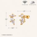 Sterling Silver Zirconia Solitaire Flat Back Earrings - Gold