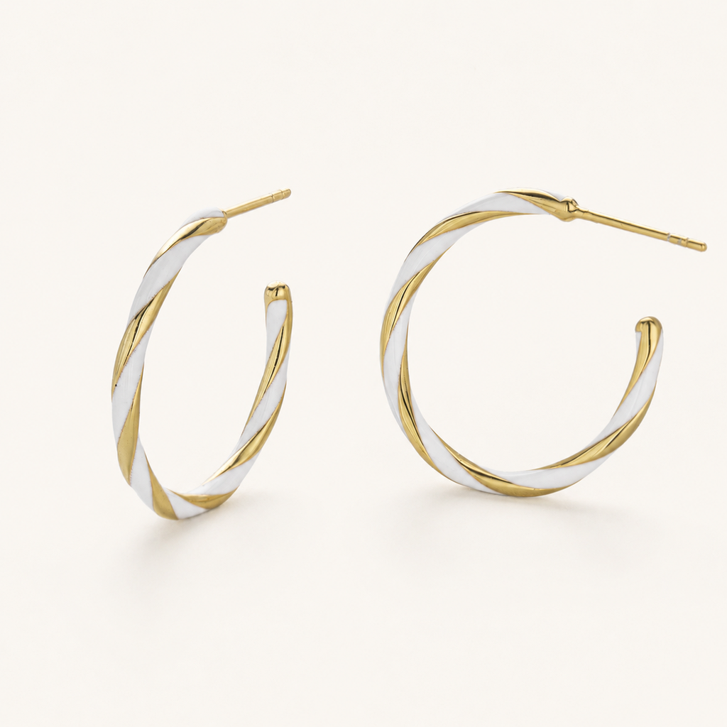 Sterling Silver Enamel Spiral Circle Stud Earrings detail view
