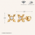 Sterling Silver Zirconia Cross Flat Back Earrings - Gold