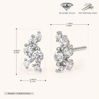 Sterling Silver Oriental Zirconia Stud Earrings - Platinum